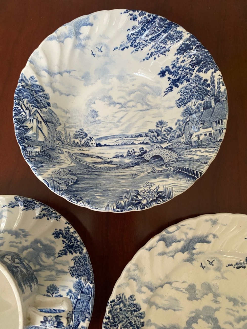 England BLUE BROOK Dinnerware Set - Cup, Saucer, Bowl, Salad Plate - Picture 2 of 12